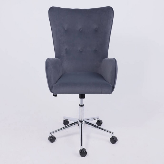 Офисное кресло BELLA XL chome графитовый велюр Kiton 713 Graphite
