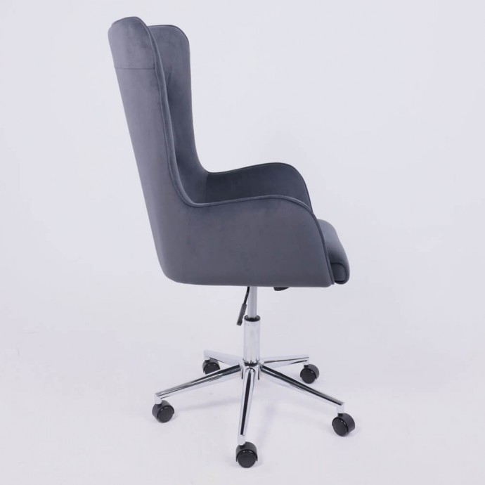 Офисное кресло BELLA XL chome графитовый велюр Kiton 713 Graphite