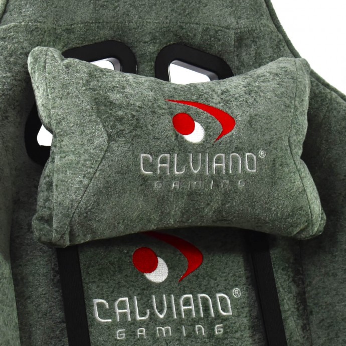 Геймерское массажное кресло Calviano Nero green plush