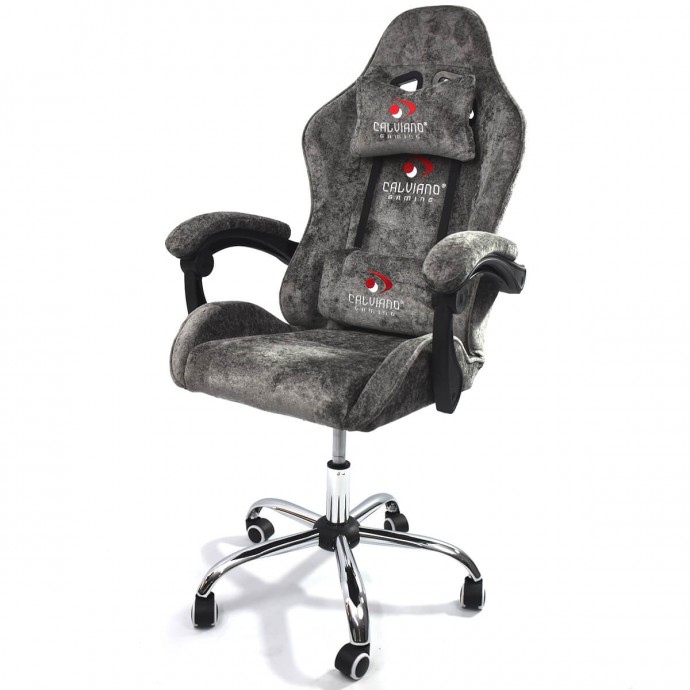 Геймерское массажное кресло Calviano Nero dark grey plush