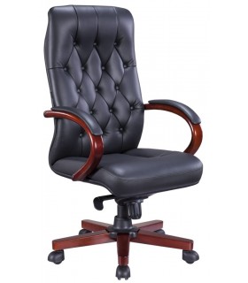 Кресло руководителя Everprof Monaco Wood Экокожа Черный
