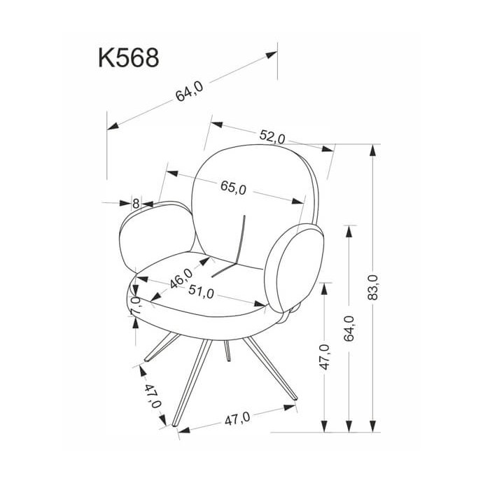 Поворотный стул с подлокотниками HALMAR K568 бежевый