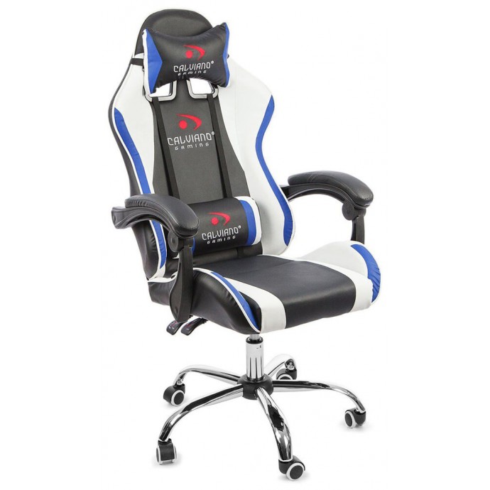 Геймерское массажное кресло Calviano ASTI ULTIMATO black/white/blue