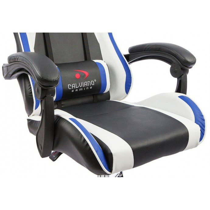 Геймерское массажное кресло Calviano ASTI ULTIMATO black/white/blue