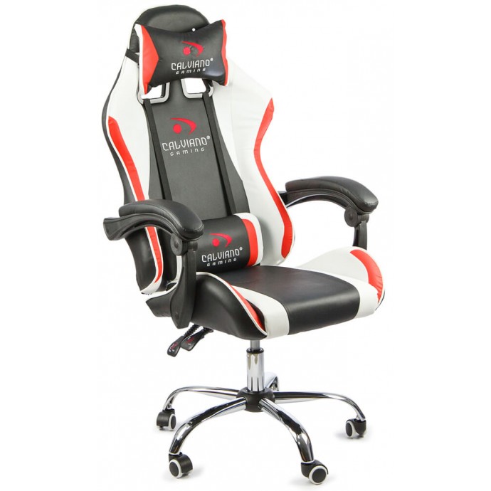 Геймерское массажное кресло Calviano ASTI ULTIMATO black/white/red