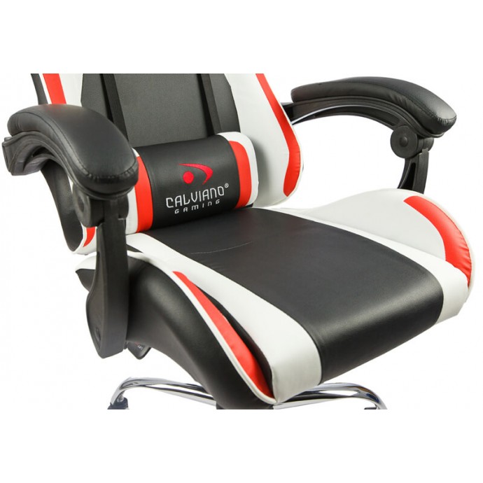 Геймерское массажное кресло Calviano ASTI ULTIMATO black/white/red