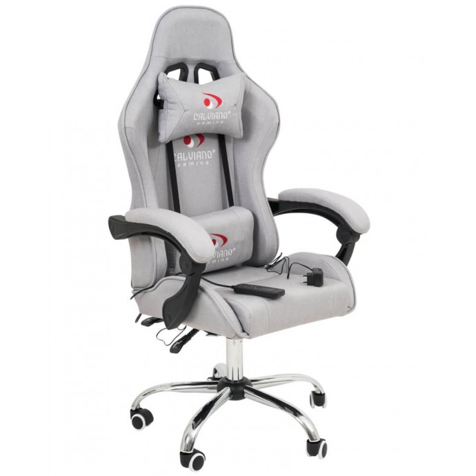 Геймерское массажное кресло Calviano ASTI ULTIMATO grey fabric