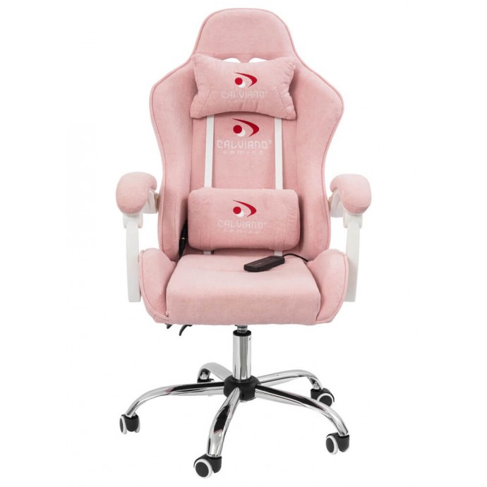 Геймерское массажное кресло Calviano Nero pink plush